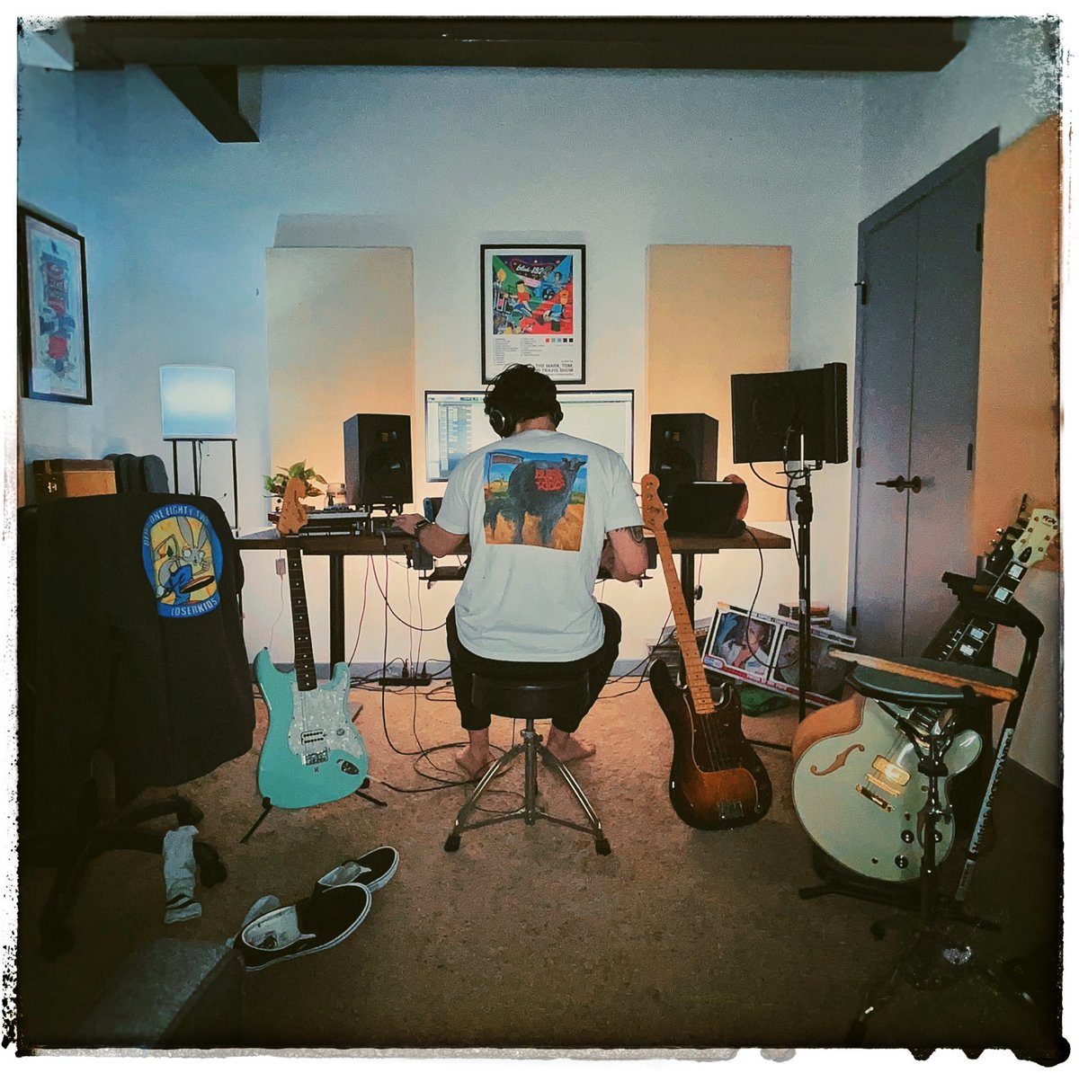 cameronhurley's tweet photo. I wanted to take the arrangements and energy of the live versions on Mark, Tom, and Travis Show - apply that same treatment to all 15 songs on the album and record them to feel like a proper Jerry Finn studio release.

Dude Ranch (Completely Covered) - Part 1 available April 19th https://t.co/BJAkIdr14G