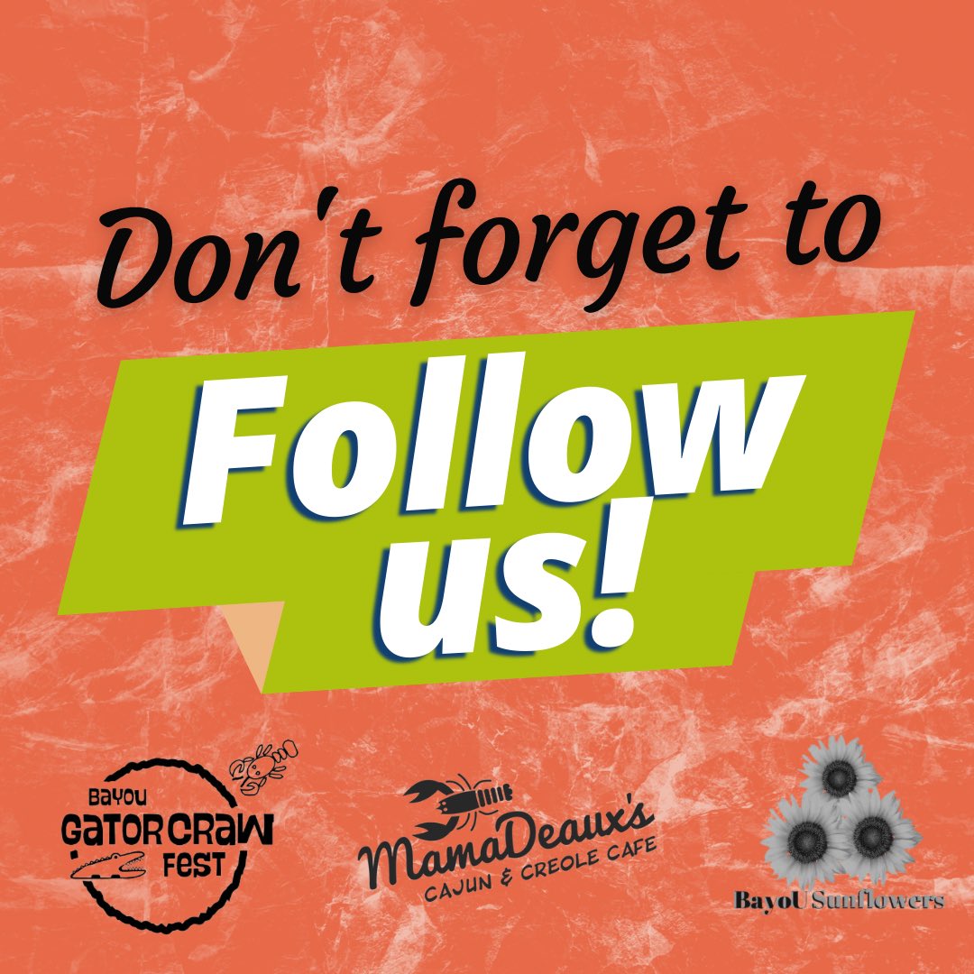 We have so much great information to share with you in the coming days -- you do NOT want to miss any of it! Make sure to follow, like, and share!

#bayougatorcrawfest #mamadeauxs #bayousunflowers #cajunfood #creolefood #festival #manhattanks #junctioncityks