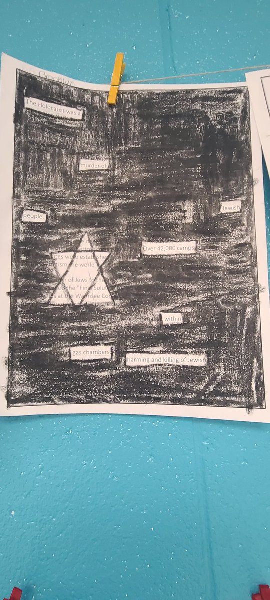 ajolley421's tweet photo. During our final stage of our close read, Ss chose one word they thought best described it, and then we turned our text into blackout poetry
#coteaching #CloseReads #Holocaust @TweediesTweets_ https://t.co/WcmAvSno3Q