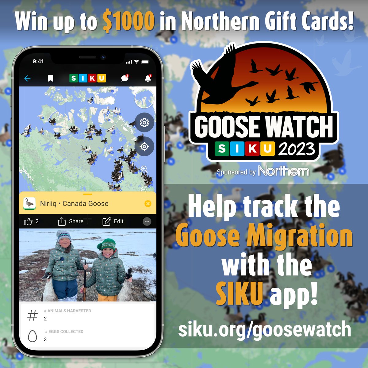 #SIKUGooseWatch has begun! Indigenous communities working together to help track the northern goose migration using <a href="/SIKUapp/">SIKU</a> - you could win a $1000 gift card from @North_West_Co - siku.org/goosewatch