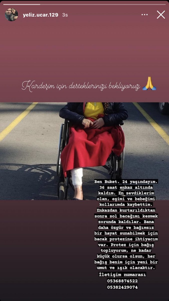 hep birlikte Buket’e umut,ışık olalım.iletişim numaralarını arayıp bilgi alabilir,az cok demeden destek olabilirsiniz🙏🏻 <a href="/ahbap/">Ahbap</a> <a href="/OguzhanUgur/">Oğuzhan Uğur</a> <a href="/haluklevent/">Haluk Levent ( Ahbap Ekibi )</a> #hatay #deprem #buketuçar