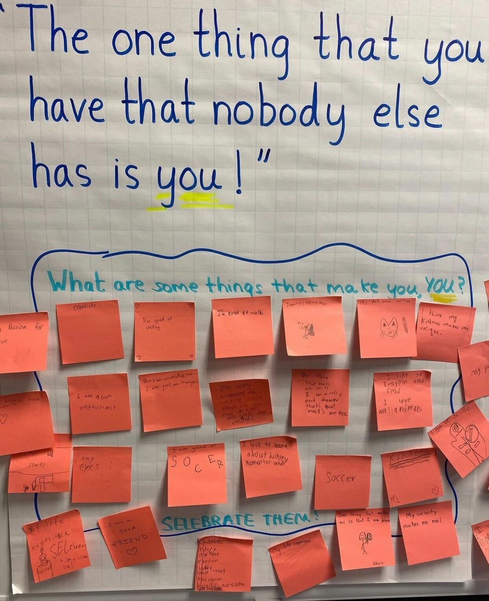 teacher2teacher's tweet photo. "What are some things that make you, YOU?"

This morning message encourages Ss to reflect on who they are – and celebrate the things that make them unique! ❤️️

(Via educator @SELebrateYOU on Instagram)

https://t.co/OUjVrDdWHB #SEL https://t.co/MCXdEAERnx