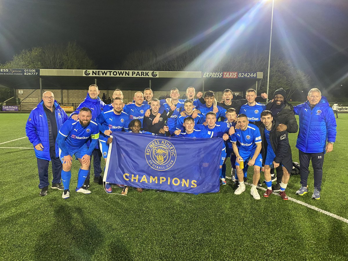 BonessAthletic's tweet photo. 🏆 CHAMPIONS 🏆

Champions of EOSFL Third Division ✅ 
Record EOSFL Points ✅ 
Record EOSFL Goals ✅ 

The Athletic claimed the title and made history in front of a bumper Newtown Park crowd.  

https://t.co/wTHhKFosWJ

#Athletic
#Champions https://t.co/iMdBdyHnxh
