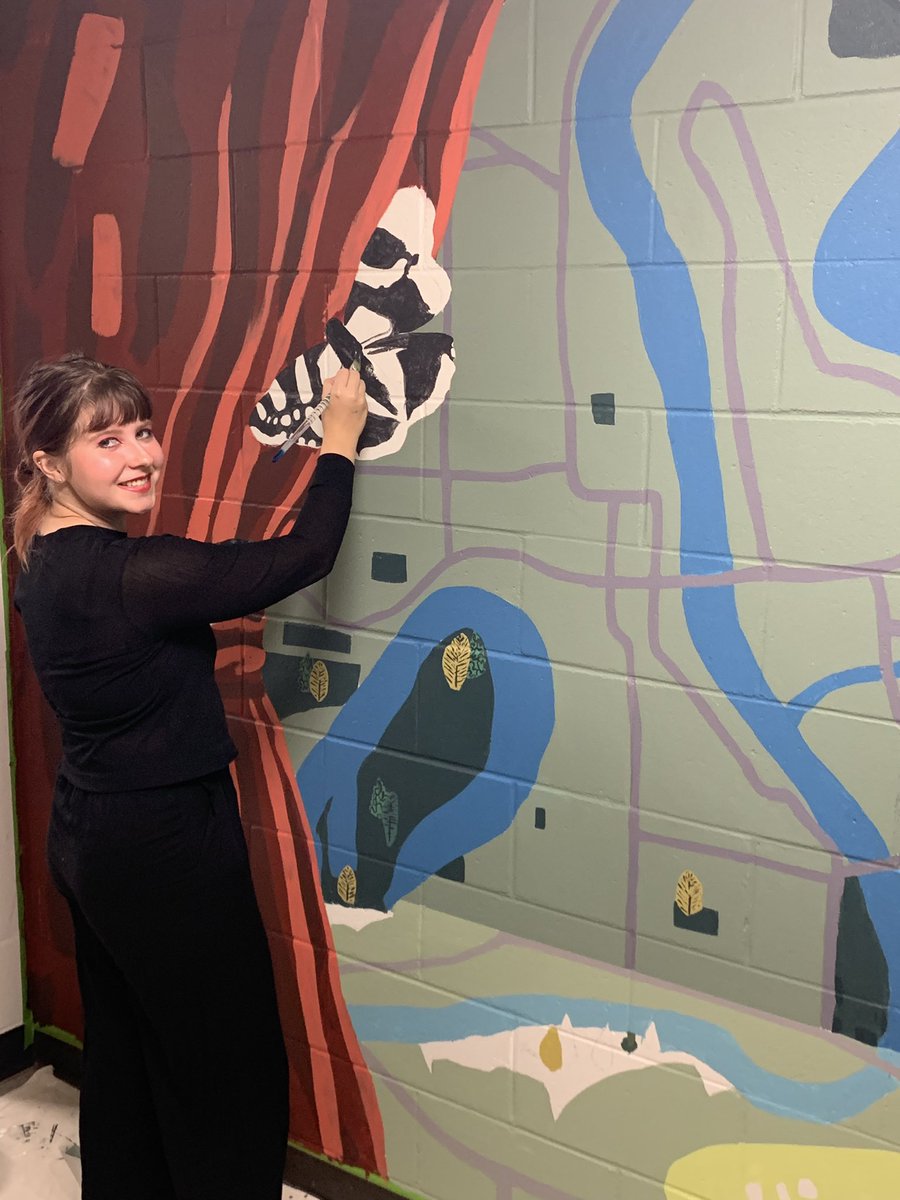 GermanNCC1's tweet photo. Art &amp; Design? You can do that @northcentralcol, like Kaitlin, who is collaborating on a mural at #NCUR2023, a national conference hosted by @UWEauClaire https://t.co/XBIzKNQ79A