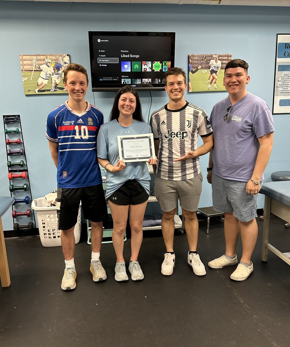 LasellSGA's tweet photo. Athletic Trainer Mariana McCarthy was presented the value for Respect by current #SGA President Michael Woo, current VP of Financial Affairs Michael Palumbo, and Senator and Athlete Ex-Officio Cam McDonough. #vtlb #valuestolivebyday #studentgovernment #laselluniversity #respect https://t.co/jmen0BotQV