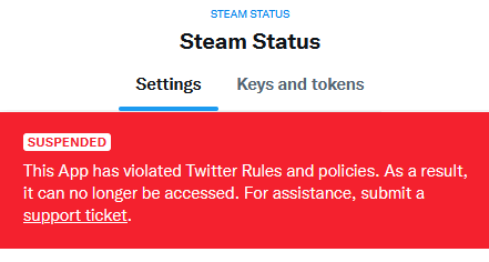 Steam Status (Unofficial) on X: This is a notice that your app