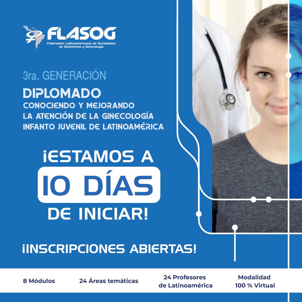 ¡Iniciamos en 10 días! Inscríbete al Diplomado: Conociendo y mejorando la atención de la ginecología infanto juvenil de Latinoamérica. Más información aquí: 👉 bit.ly/3ze79Up 👈