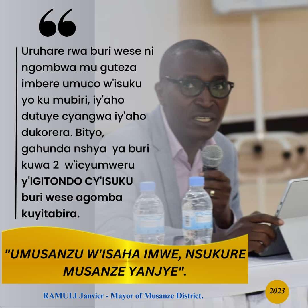Kane mu Kwezi nkore isuku nteze Imbere musanze n'Abanyarwanda twese abakerarugendo basige Ama $  Batahe bishimye 
urakoze Moyor wacu <a href="/ramuli_janvier/">JanvierRamuli</a> <a href="/MusanzeDistrict/">Musanze District</a> <a href="/RDBrwanda/">Rwanda Development Board</a> <a href="/visitrwanda/">kariburwanda</a> @KAGAME2017_2024 <a href="/KARANGWASewase/">KARANGWA Sewase🇷🇼</a> <a href="/rbarwanda/">Rwanda Broadcasting Agency (RBA)</a> <a href="/ENERGY888FM/">ENERGY RADIO (RW)</a> <a href="/RpfMusanze/">RPF Inkotanyi Musanze</a> <a href="/RwandaNorth/">Northern Province/ Rwanda</a>