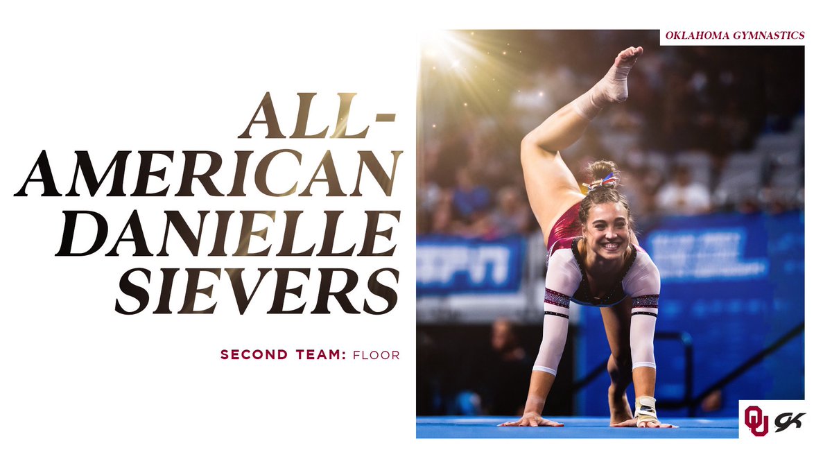 OU_WGymnastics's tweet photo. She does it 𝐀𝐆𝐀𝐈𝐍! 👏

For the second year in a row, sophomore @danisievers25 earns championship All-America honors on floor.

📝 https://t.co/bs8FtL31Uo | #BoomerSooner https://t.co/GYdKOL9p9O