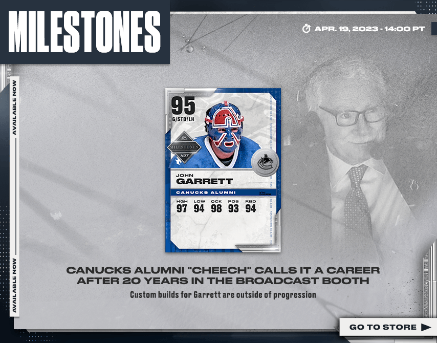EASPORTSNHL's tweet photo. Congrats to Cheech on his 20 years in the @Canucks broadcast booth 🎙️

Celebrate his career with a 95 OVR item available in #NHL23 HUT https://t.co/FGxNWQ1tzx