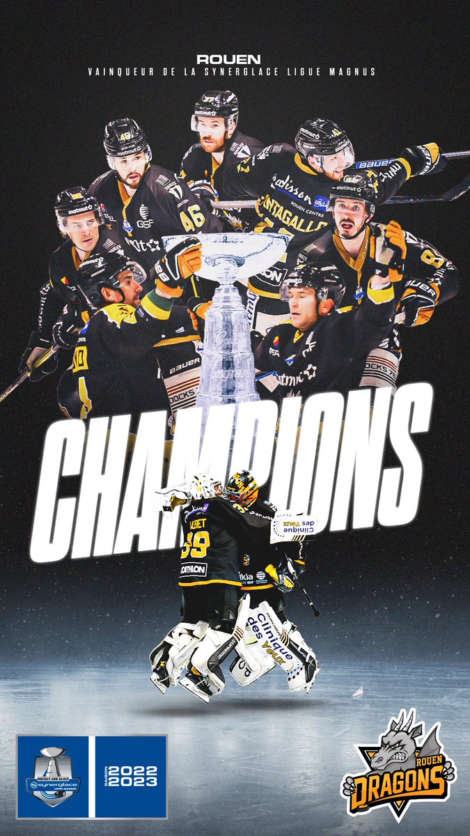 Les <a href="/DragonsdeRouen/">Dragons de Rouen</a> remportent la Synerglace Ligue Magnus 22/23 🟡⚫️ 

#SLMHockey