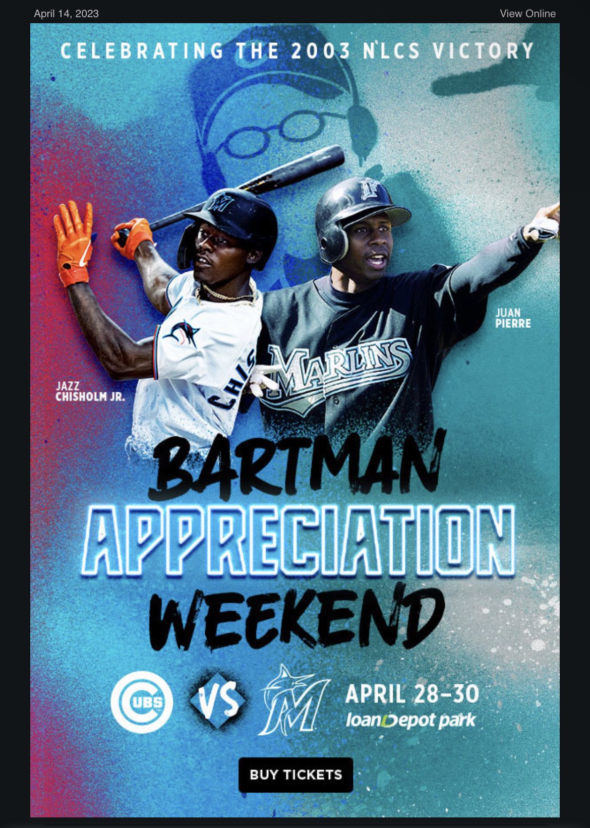 Fish on the Farm on X: The #Marlins are hosting Steve Bartman Appreciation  Weekend from April 28-30 against the Cubs. It coincides with the next  Flashback Friday.  / X