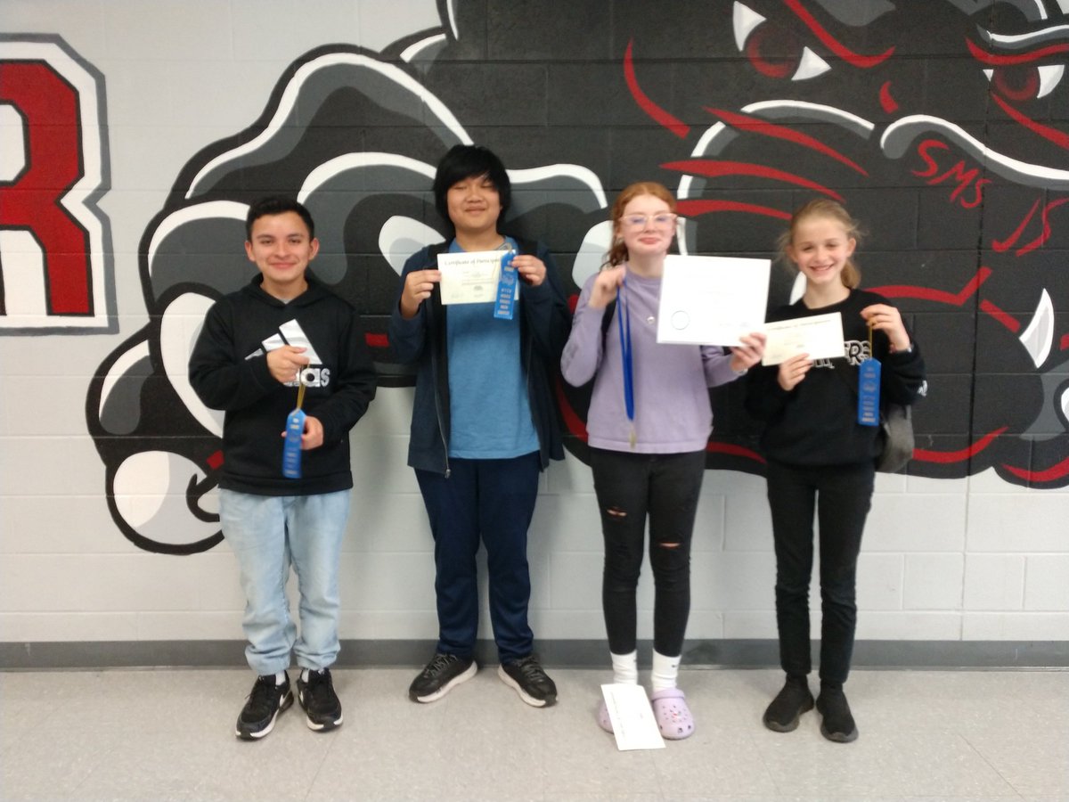 teri_windham2's tweet photo. I could not be more proud of the 17 students who competed in the Middle School Math at MTSU yesterday. Four placed in the top 20 for their grade, Osael, Joseph, and Alex, and Hannah placed 7th. They all did well and I'm extremely proud of them! #PantherPride #SmyrnaMiddle https://t.co/yggf8VJPF5