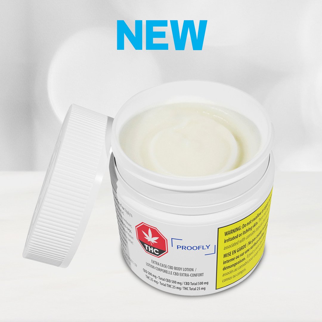 Ready, set, glow! Now introducing Extra Ease CBD Body Lotion by Proofly. This is a deeply moisturizing topical packed with all-natural Bisabolol, Shea butter, Jojoba Oil, Vitamin E and infused with 500mg of CBD.