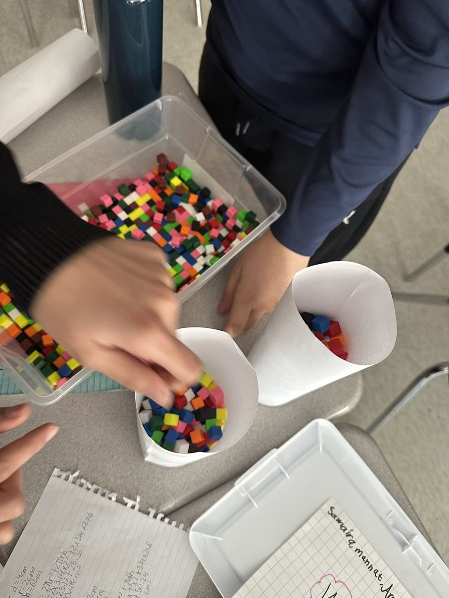 MrsGupta_Grade7's tweet photo. Comparing volume of two cylinders made from a same size of 📄. Students from 7A explored how differences in dimensions of radius and height can effect the volume of cylinders. They were surprised by the results #peeleml #engagemath #thinkingclassroom @DolsonPS @shawn_sabourin https://t.co/uvYVvqEJlL