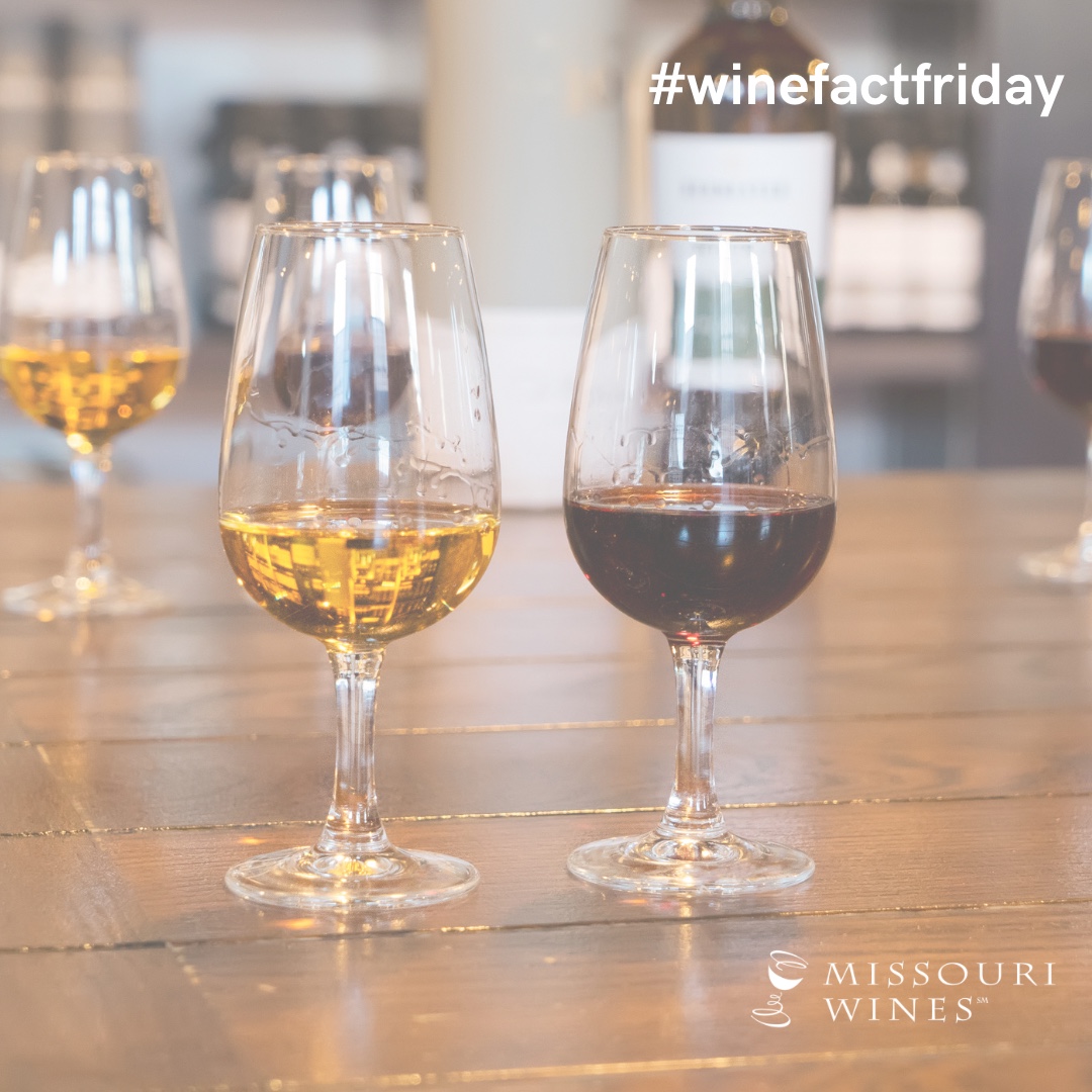 #DYK that fortified wines are made by adding extra alcohol to stop the fermentation process? This makes these dessert wines, such as sherry and port-style wines 🍷 higher in alcohol levels and sweeter on the palate.
#winefactfriday #missouriwine