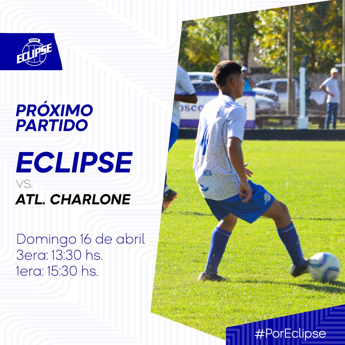 eclipsevillegas's tweet photo. #FutbolMasculino | ¡Próximo partido! 🔛⚽
Una nueva fecha en 🏠.

🔹 Recibiremos a Atlético Charlone a partir de las 13:30 con el partido de 3era, para continuar con el de 1era, a partir de las 15:30.

¡Los esperamos a todos! ¡Todos JUNTOS! ¡Por Eclipse! 🚂💪💙 https://t.co/dEwT96i9bT