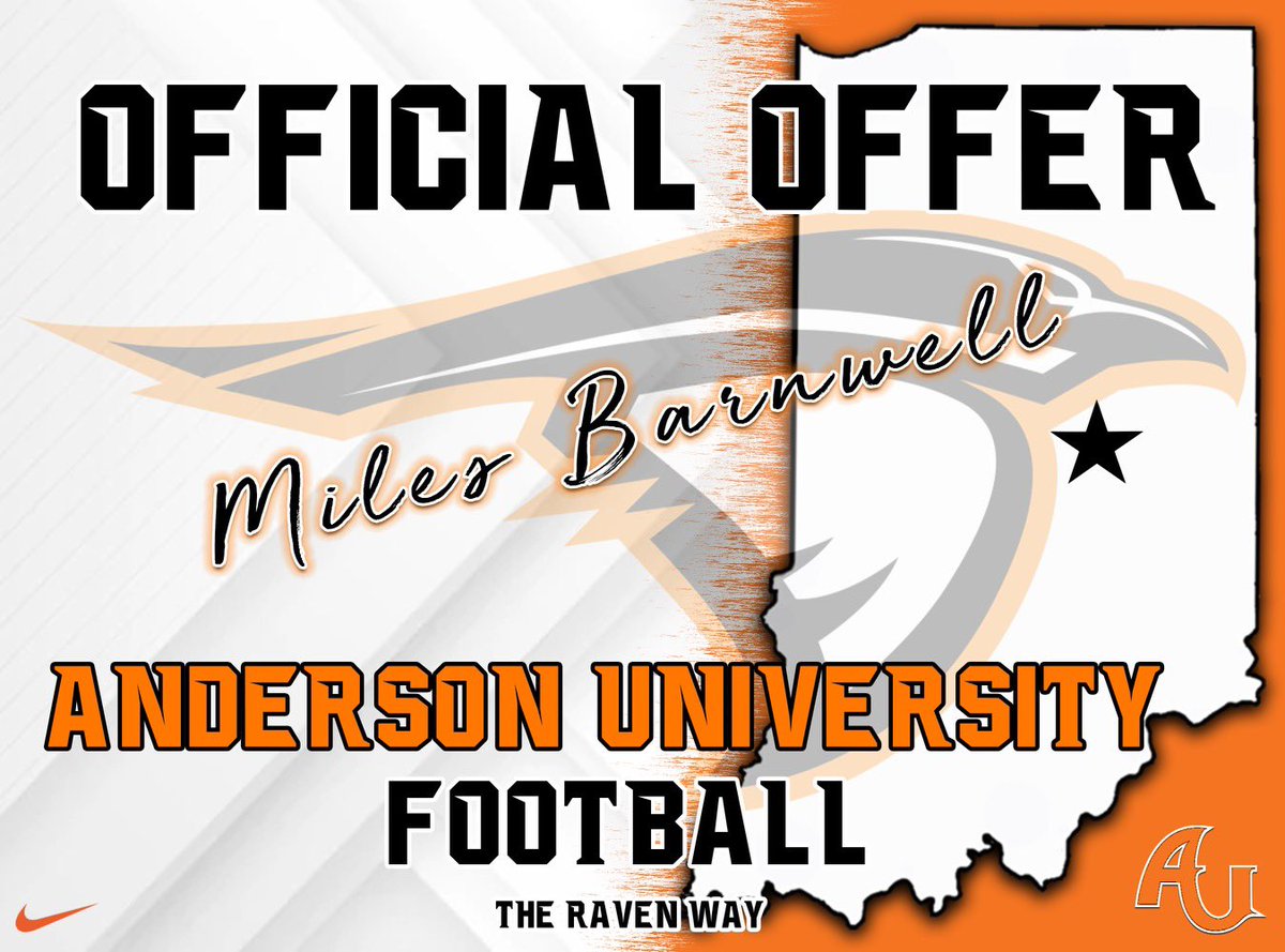 milesbarnwell1's tweet photo. After a conversation with @CoachMonte_ I’m blessed to receive an offer from Anderson #AGTG @AUFootball__ @coach_codd https://t.co/FbvOJtg2HN