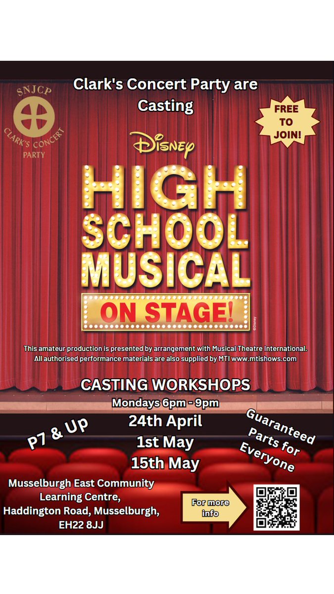 Casting soon!

COMPLETELY FREE TO BE A MEMBER!!!

#musselburgh #musicaltheatre #juniortheatre #musicals #amateurdramatics #amdram #kidstheatre #freeactivities #eastlothian