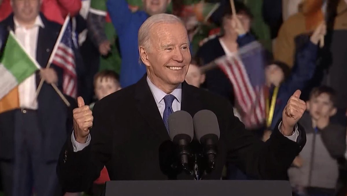 Joe Biden delivering a speech earlier today in his ancestral home of Ballina, County Mayo, Ireland, which happens to be my ancestral home as well. His 3rd great grandfather emigrated to Pennsylvania in 1850, my great-great grandfather to New Brunswick, Canada, in 1848. 🇨🇮🇺🇸🇨🇦