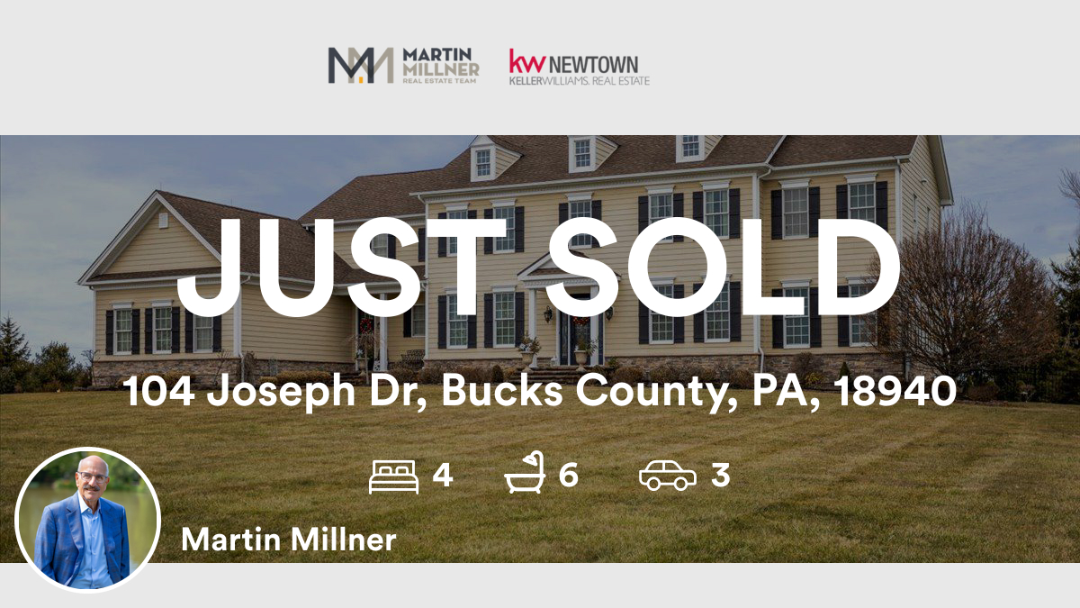 🛌 4 🛀 6 🚘 3
📍 104 Joseph Dr, Bucks County, PA, 18940

My latest sale on RateMyAgent.
 RS206783L
rma.reviews/twYnTzS5Rf5O

...
#ratemyagent #realestate #Keller_Williams_Real_Estate__Newtown