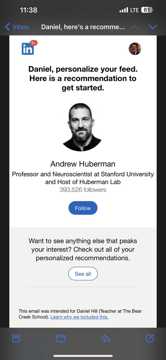 D_Hill80's tweet photo. @LinkedIn hello, when sending emails, you all might want to properly use the English language. The word “peaks” is used incorrectly. It should be “piques”. Hire better writers. Thanks. https://t.co/1UNBssXcUZ
