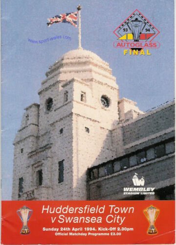 RetroSwans's tweet photo. Arguably the most famous fixture 🆚 @htafc 24/04/94 @SwansOfficial 1st appearance @wembleystadium winning what is now @PapaJohnsTrophy and ‘The Terriers’ manager then will be in the away Dug out tomorrow @SwanscomStadium #SWAHUD #Swans #Terriers https://t.co/PYtol95TRv