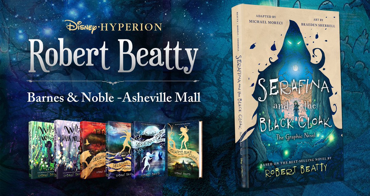 Join author Robert Beatty & fans of his bestselling #SerafinaSeries in Asheville NC Sunday to celebrate the new Serafina and the Black Cloak graphic novel. Book signing, Q&A, birds of prey demo, ice cream & cake, giveaways. Fun starts at 1 pm. More here: bit.ly/AvlMall