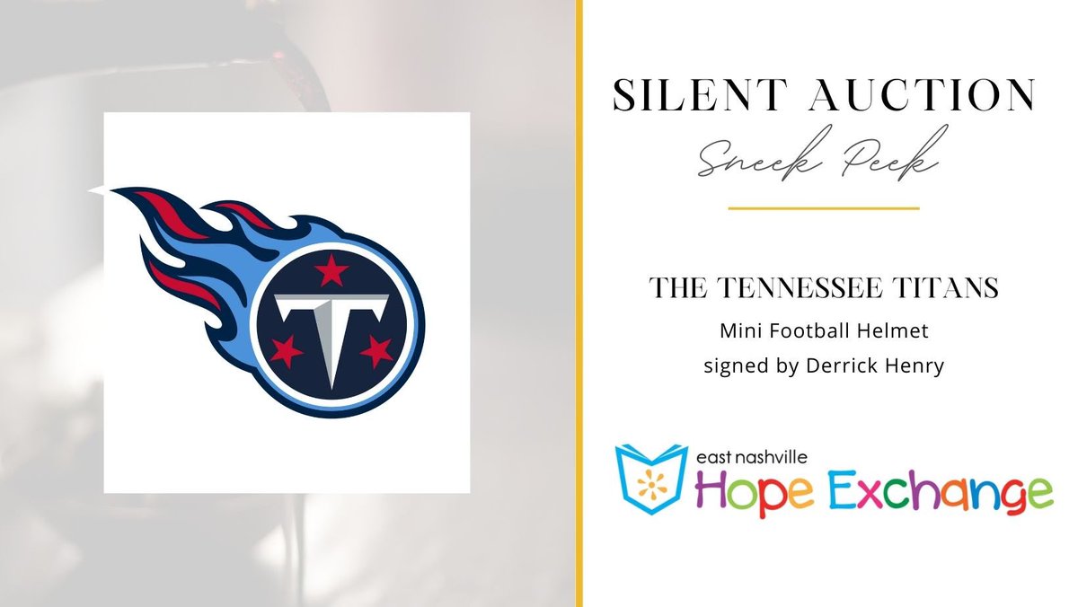 EastNHE's tweet photo. It's time for one last sneak peek at some of the incredible silent auction items we'll have available at tonight's 20th Annual Wine Tasting and Silent Auction! One of our exciting items available tonight will be a mini football helmet signed by Tennessee Titan Derrick Henry! https://t.co/wVpSKOpSIZ