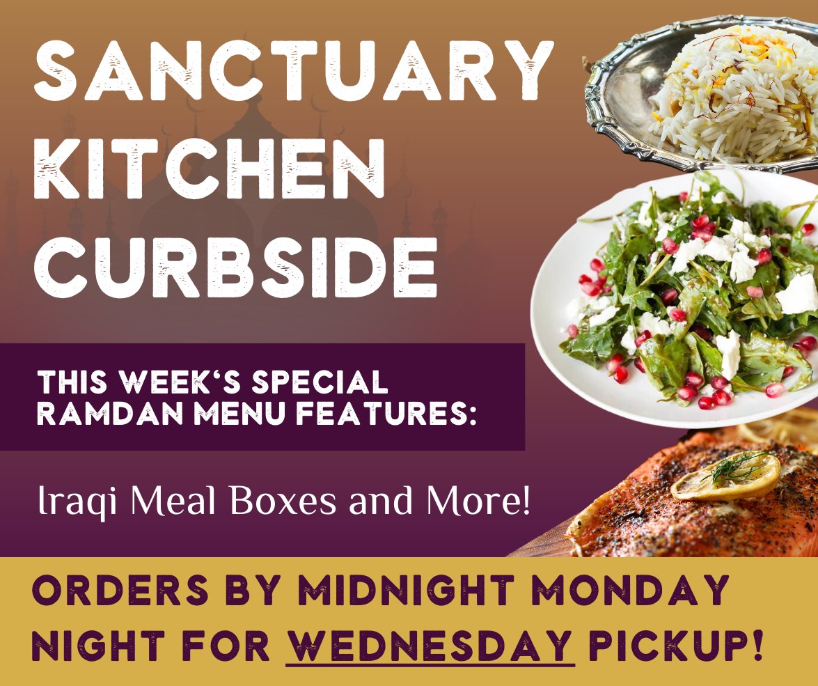 SanctuaryKitCT's tweet photo. Our special Iraqi curbside menu for WEDNESDAY 4/19/23 is LIVE! Order by midnight Monday night. Purchase items a la carte or as a meal! This order is for pick up on 4/19. There will be NO FRIDAY curbside pickup next week. https://t.co/veyIXeehor https://t.co/D2489BZQgD