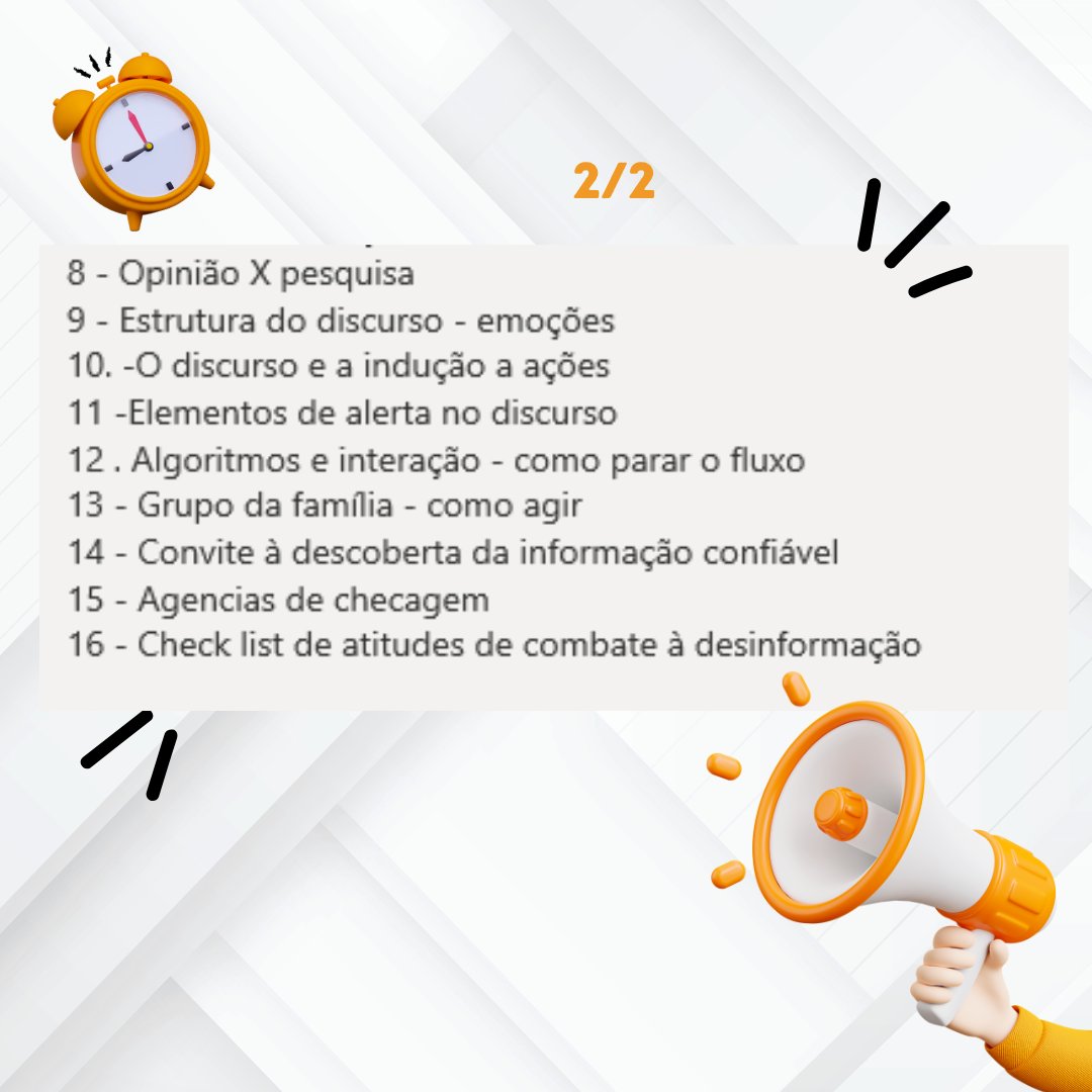conspiratorios's tweet photo. 🧶Você sabe o que é Educação Midiática? É ajudar a combater a desinformação que se espalha pela sua empresa, pela sua escola, na sua família e outros locais de sua convivência pessoal e profissional. Desinformação não é só coisa de política não... https://t.co/9snb0lRytH