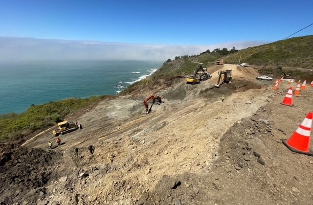 CaltransD5's tweet photo. Locals will be able to pass through repair work at Gilbert’s Slide north of #Gorda for resupply on Wed. April 19 from 7 to 7:30 am and again from 4:30 to 5 pm. #Hwy1 remains open through #MorroBay, #Cambria, #SanSimeon, &amp; #RaggedPoint with all coastal SLO County businesses open. https://t.co/QyjPqAmgWl