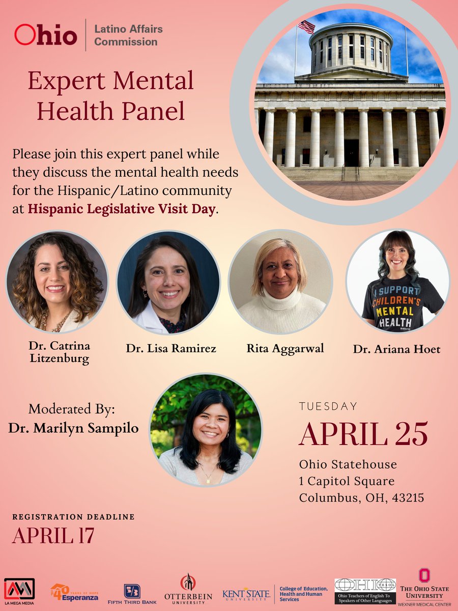 Please join us at Hispanic Legislative Visit Day to discuss important topics such as Mental Health in our community! #HispanicLegislativeVisitDay 

Register at: eventbrite.com/e/hispanic-leg…