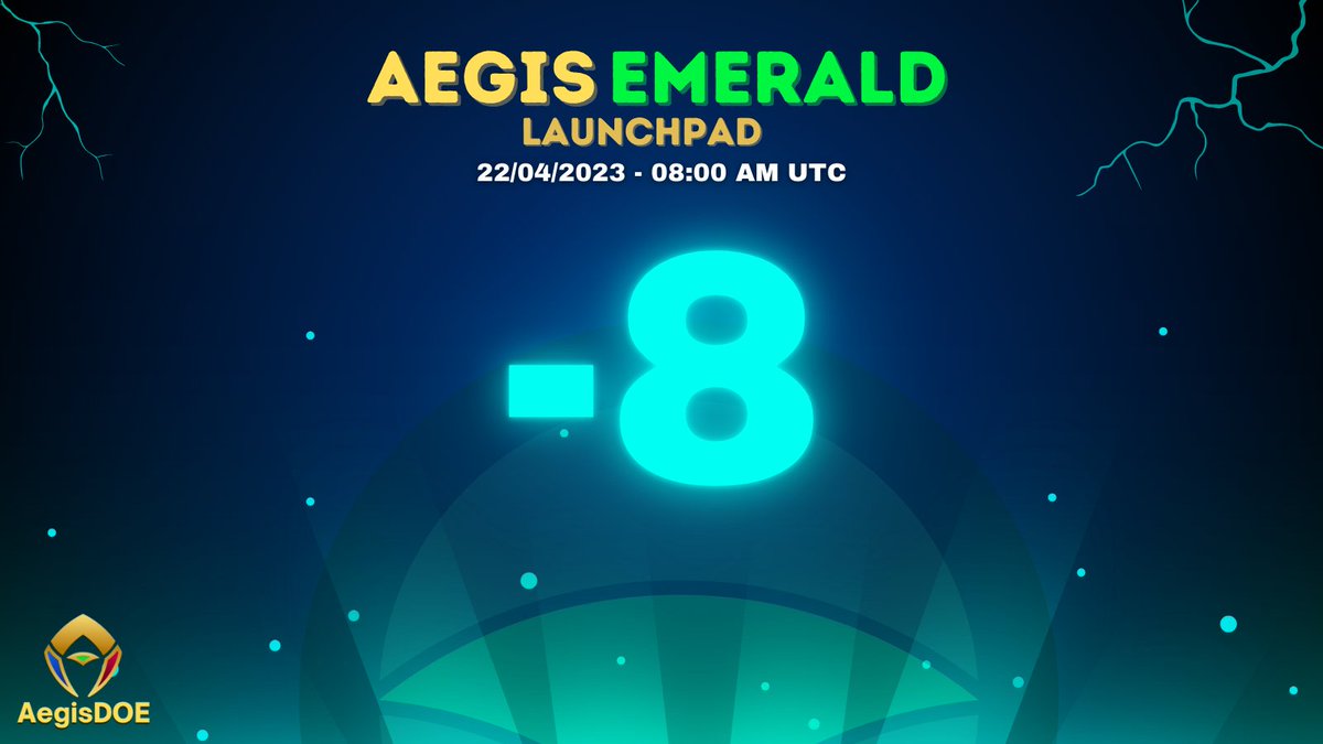 Aegis Emerald - launchpad is set to go live on April 22, 2023 at 8:00 AM UTC. 

Only 8 days Left!

Spread the news!