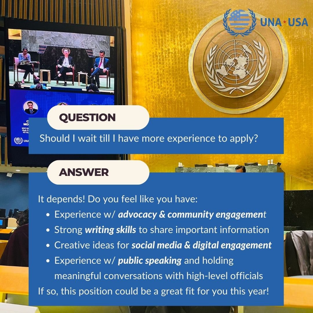 Applications to serve as our 12th Youth Observer to the UN are due soon on 
**April 28th at 11:59 pm ET**!! 

Here are some answers to the top FAQs 🇺🇸🇺🇳

Application link: unausa.org/una-usa-youth-…