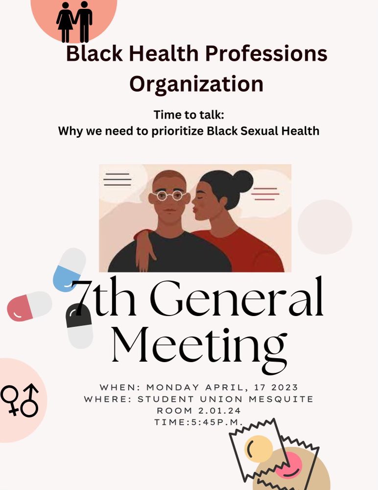 BHPOUTSA's tweet image. BHPO last general meeting of this semester will be taking place this upcoming Monday! Come out and learn about prioritizing sexual health in African Americans. Hope to see you there !