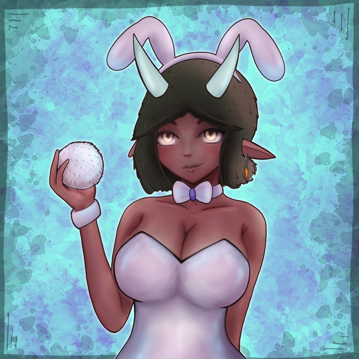 Wanted to join @jinlong_art 's  #DTIYS a while ago but here I am almost a month later. :D
--
Mysteriously sudden confidence after the bunny tail came off of Penelope's costume. 👀
#arttwt #artmoots