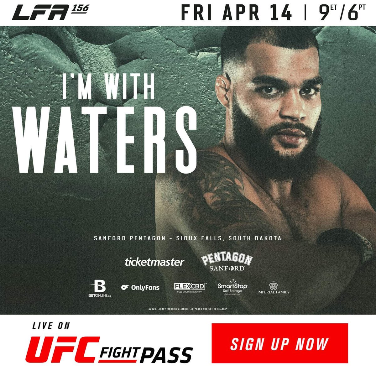 LFAfighting's tweet photo. Double-Tap the screen if you're with @TreyTheTruthMMA to win the @LFAfighting #welterweight title in the main event of #LFA156! ๐บ๐ธ
#TeamWaters
@BetOnline_AG
@OnlyFans
@RealFlexCBD
@WOLFpaktrust
@TheMMAShark
@TeamSmartStop
@Sanford_Complex
@UFCFightPass https://t.co/djrm8R4mhP