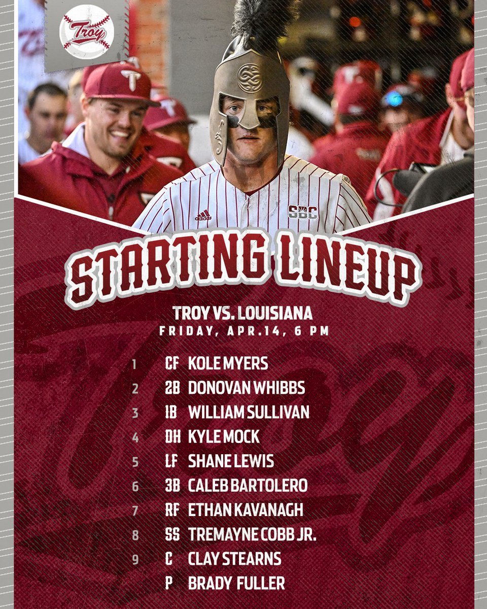 TroyTrojansBSB's tweet photo. Guess who is back, back again. Tell all your friends 👀

🆚 - Louisiana
📍 - Lafayette, La.
⏰ - 6 p.m.
📊 - https://t.co/SYWEf93Z8k
📻 - 94.7 FM

#BoysOfTroy 🛡️ | #OneTROY⚔️⚾️ https://t.co/cbRBqRxmot