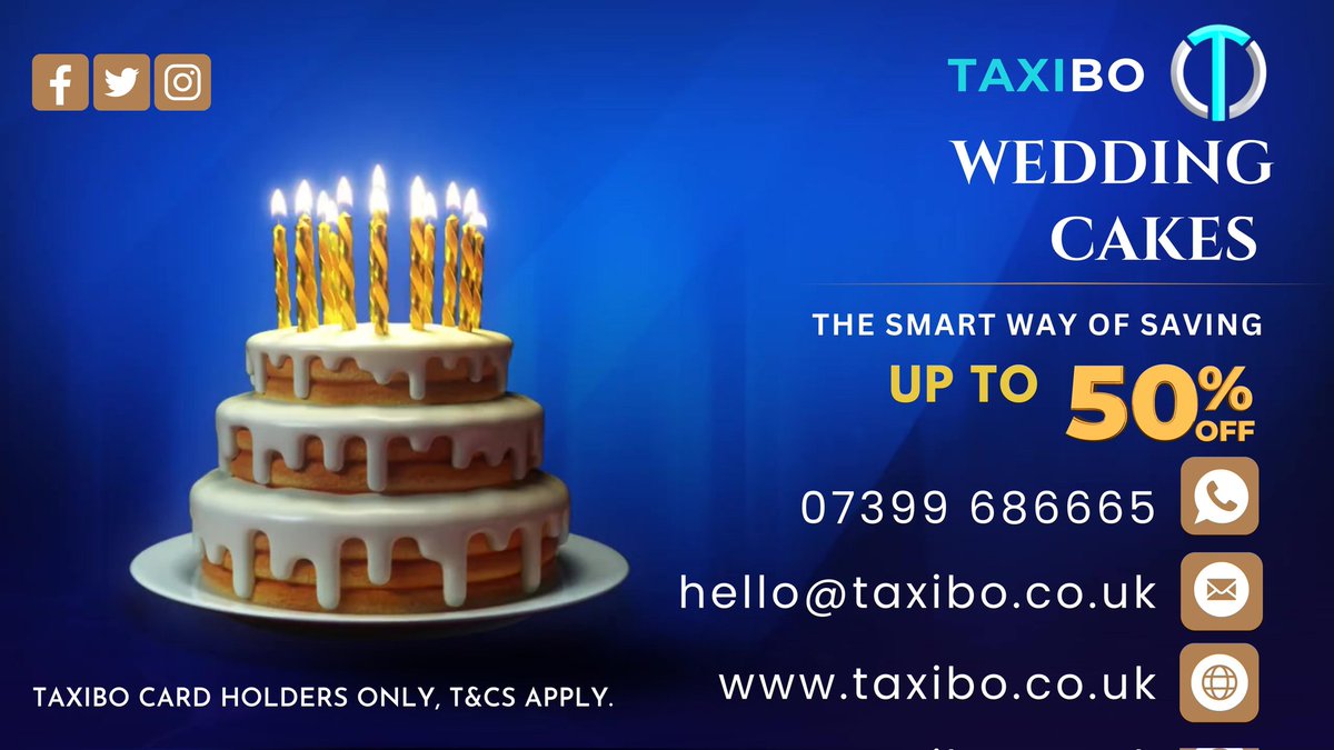 Taxibocard's tweet photo. GET UP TO 50% OFF WEDDING CAKES
#weddingcakes #weddingsweets #cakes #chocolatecake #birthdaycake https://t.co/RD3wgGtayd
