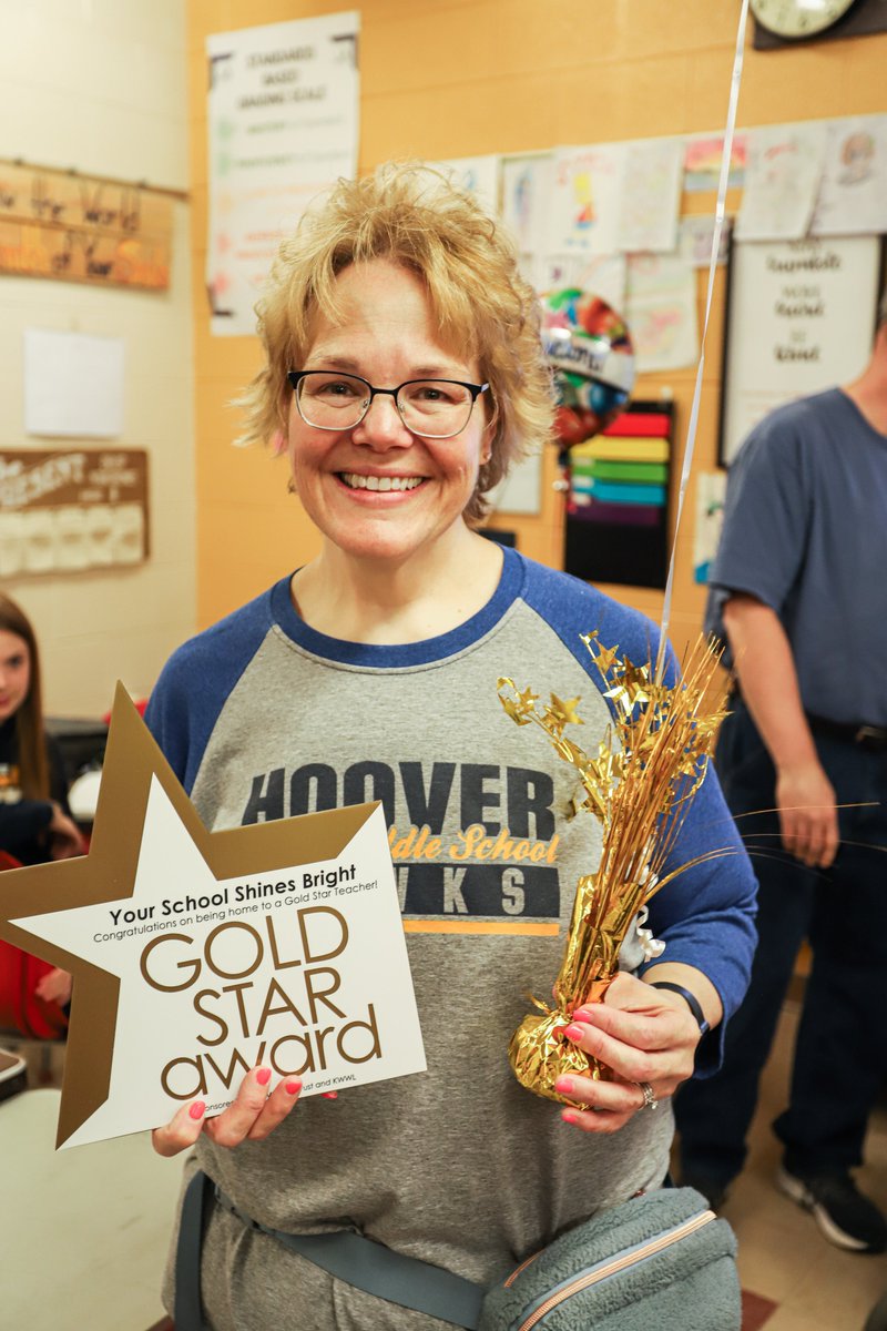 WaterlooSchools's tweet photo. We are so proud of our 2023 Gold Star Teachers!!!
Our last amazing Gold 🌟teacher is Hoover 6th grade math teacher JoEllen Pruis! We are PROUD of  you! 🤩
We'd like to thank R.J. McElroy Trust and committee for honoring our wonderful teachers!
#BeBold #goldstar #RockstarTeachers https://t.co/3EUe1KxXTy