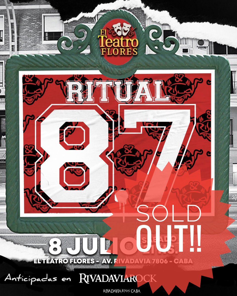 Ritual87's tweet photo. Agotamos el primer Ritual en Flores!!! Muchas Gracias!!!!!!!!!!! https://t.co/6k2dBOxDPq