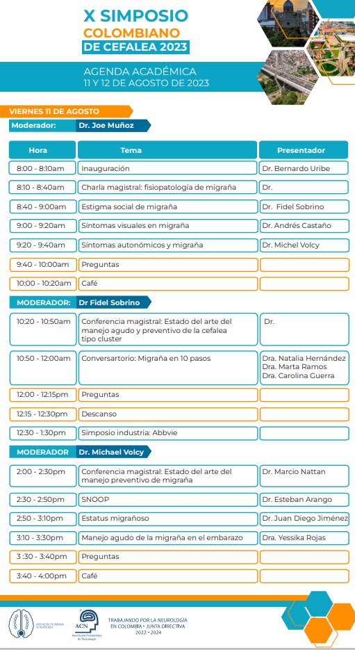 Indocen's tweet image. X Simposio Colombiano de Cefalea 2023. Evento académico más importante grupo de cefaleas @ACNeurologia @fidel_sobrino @bernardouribeg. Generación de conocimientos para ayudar más y mejor los pacientes