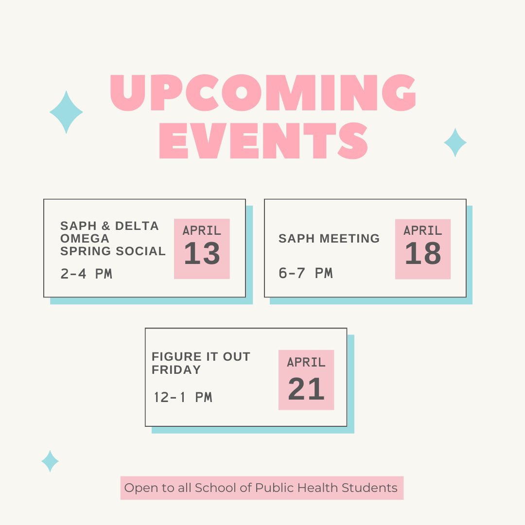 Here are some of our upcoming events!
#WVUSAPH #WVUPublicHealth