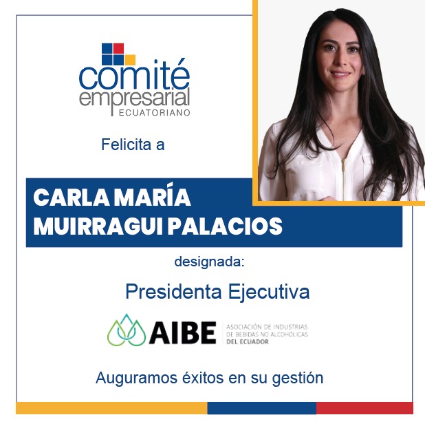 Felicitamos a <a href="/CarlaMuirragui/">Carla Muirragui</a> designada Presidenta Ejecutiva de <a href="/AIBE_EC/">AIBE</a>.
Auguramos éxitos en su gestión.

<a href="/MiguelMagg79/">Miguel Gonzalez G.</a> <a href="/uquillasgab/">gabriela uquillas</a> <a href="/amartinezec/">Alejandro Martinez</a>