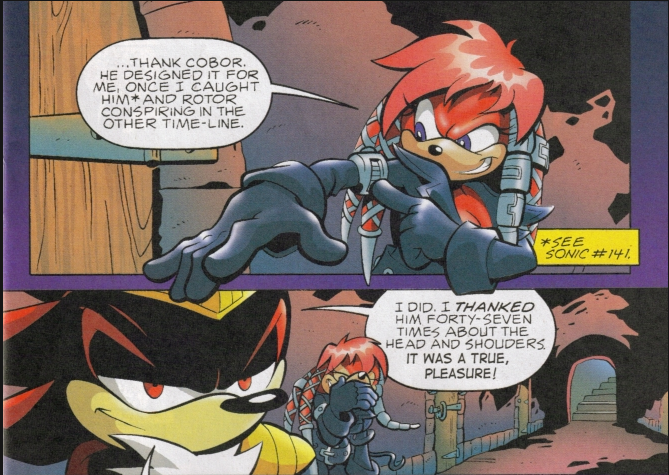 LamiTheWitch's tweet photo. Cobar was tortured to death by King Shadow in this altered timeline.  

Flynn had said he didn't really see a point to Cobar at first, seeing him as just another scientist role that Rotor or Tails could easily fill. https://t.co/wcChapNDiF