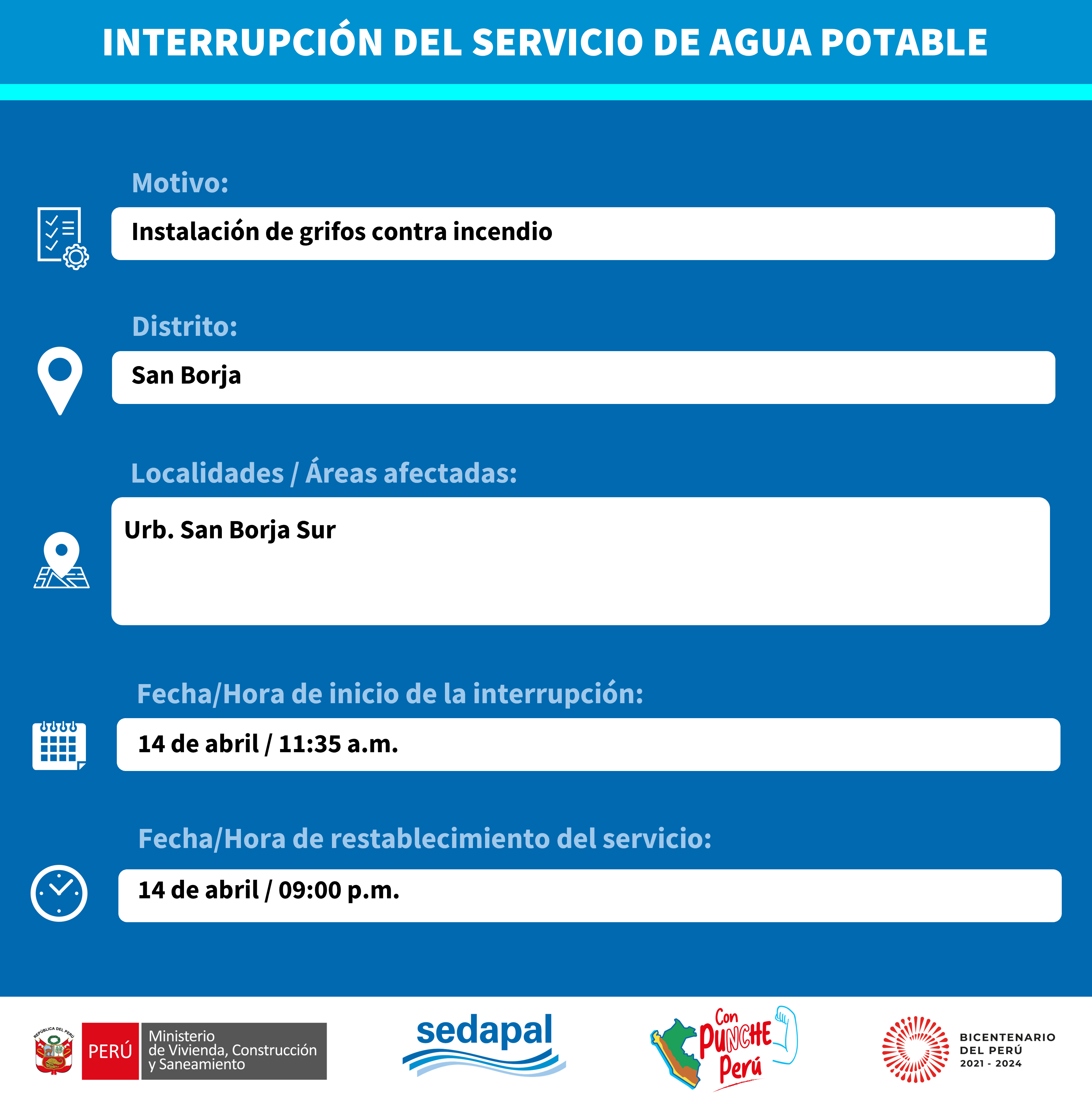 ¡ATENCIÓN SAN BORJA!