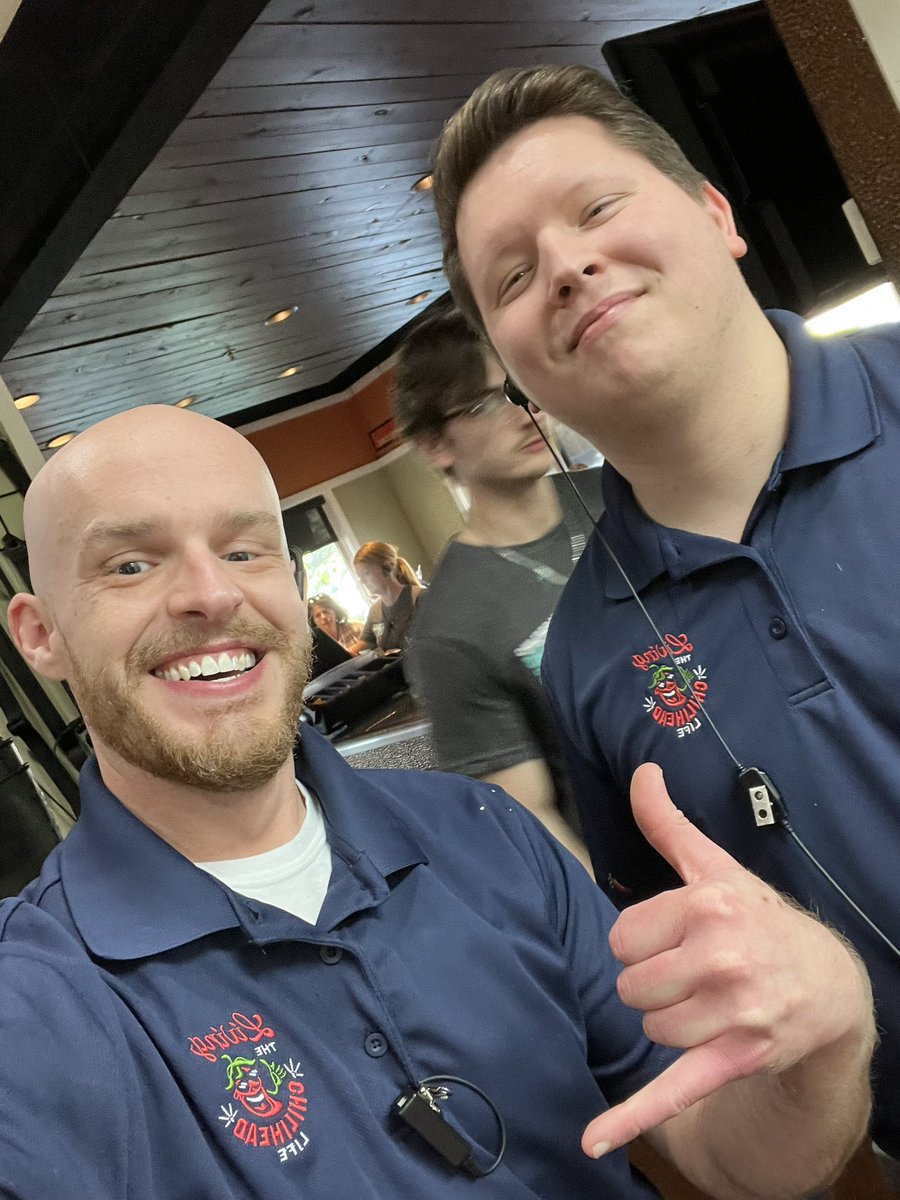 #ChilisLove 
Today is Twin Day. Dress like your work bestie…. One set of twins was planned, the other a happy accident… which do think was the accident? #CultureMatters <a href="/TheChad_Chilis/">Chad Collins</a> <a href="/kaelalester/">Kaela Blackburn</a> <a href="/neufeldjosh1/">Josh Neufeld</a> <a href="/nickjlester/">NickLester</a>