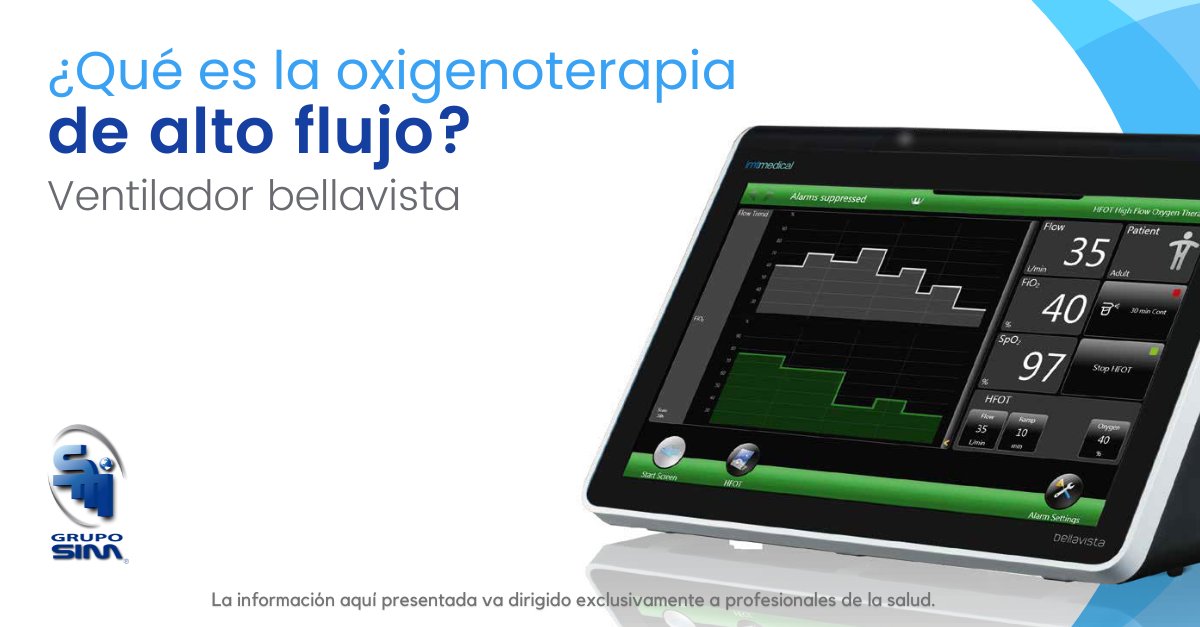GPOSIM's tweet image. La oxigenoterapia de alto flujo en el bellavista es denominada HFOT, esta herramienta dosifica un flujo de gas a través de una cánula nasal o de un adaptador para traqueostomía al paciente con el fin de mejorar la oxigenación.

#gestionintegraldesalud
