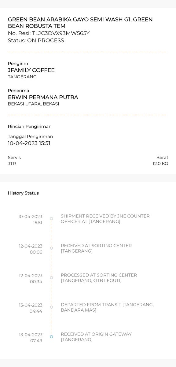 erwinpp9's tweet photo. @JNECare mohon update nya ini Pengiriman ini sdh berada dimana ? https://t.co/m2KBCAlj8l